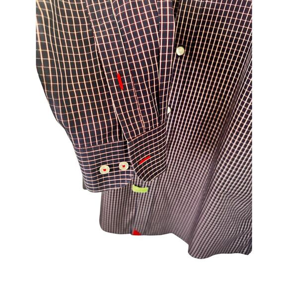 UNTUCKit Graach WF Slim Fit Blue Red Plaid Long Sleeve Men's Button Shirt Sz L - Picture 4 of 10
